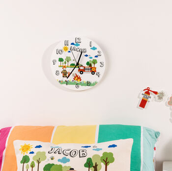 Fire Truck Themed Personalised Bedroom Clock, 2 of 4