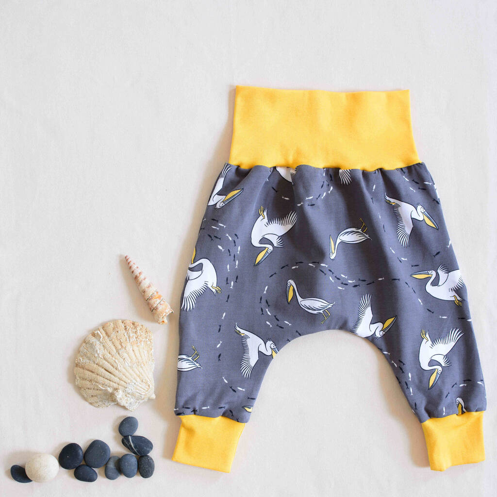 Pelicans Grow With Me Organic Harem Trousers, 1 of 4