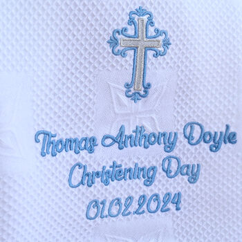 Personalised White Christening Shawl With Cross, 2 of 6