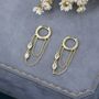 Sterling Silver Marquise Cz Crystal Chain Hoops Earring, thumbnail 8 of 12