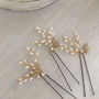 Ivory Pearl And Crystal Wedding Pins Set Of Three, thumbnail 3 of 5