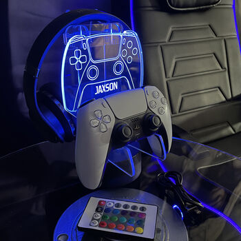 Neon Blue Games Controller And Headset Stand, 2 of 4