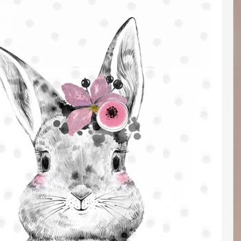 Personalised Bunny Rabbit Girls Wall Art Print, 2 of 2