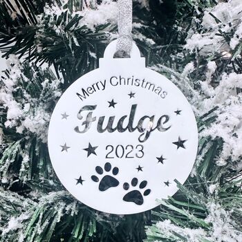 Pet Personalised Christmas Tree Bauble For Dog Or Cat, 2 of 6
