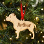 Staffie Personalised Wooden Dog Christmas Decoration, thumbnail 1 of 5