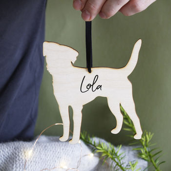 Dog Personalised Wooden Christmas Hanging Decoration, 8 of 12