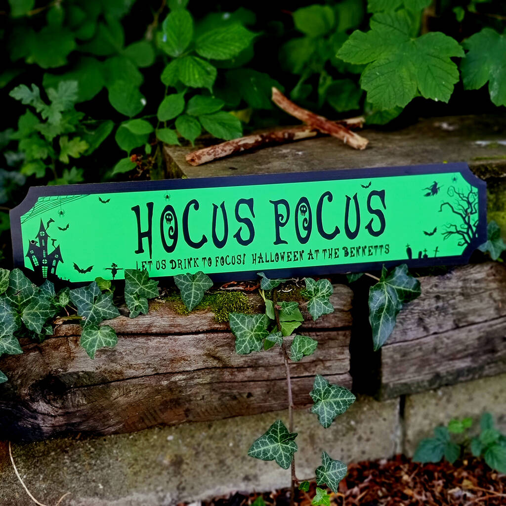 Personalised “Hocus Pocus” Halloween Street Sign, 1 of 2