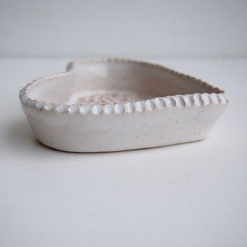 Handmade White Ceramic Pottery Heart Ring Dish, 4 of 7