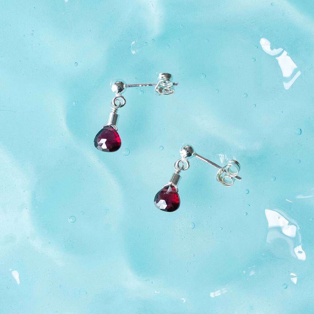 Garnet Drop Stud Earrings Second Light Collection, 1 of 4