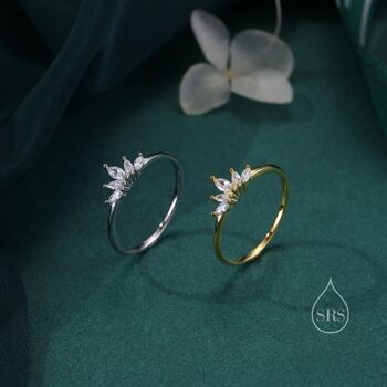 Sterling Silver Marquise Crown Ring, 2 of 12