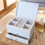 Personalised Grey Jewellery Box With Pull Drawers, thumbnail 2 of 3