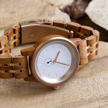 Valencia Women’s Wooden Watch – Natural Wood Timepiece Gift With Personalisation Option, 4 of 5