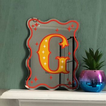 Personalised Initial Wavy Edge Mirror, 2 of 12