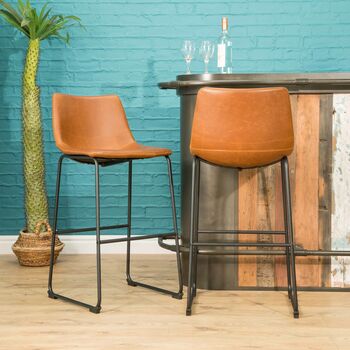 Dexter Tan Brown Set Of Two Kitchen Bar Stools, 6 of 9
