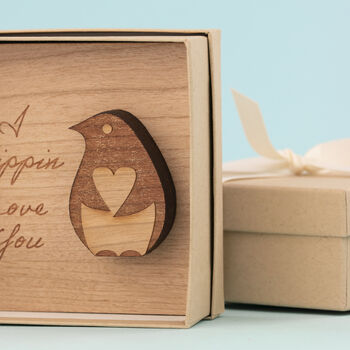 Boxed Flippin Love You Wooden Penguin, 2 of 6