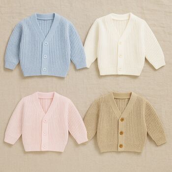 Personalised Ribbed Knitted Baby Cardigan, 6 of 7