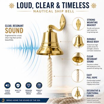 Marine Brass Wall Hanging Bell, 8 of 12