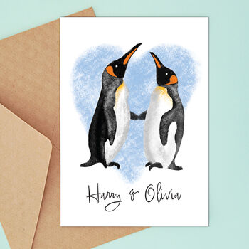 Personalised Penguin Couple Card, 2 of 4