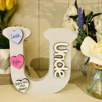 U Is For Uncle Letter Personalised Hearts, 2 of 2