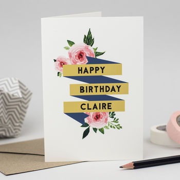 Personalised Floral Happy Birthday Card, 4 of 4