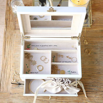 Personalised Floral Name White Jewellery Box, 6 of 7