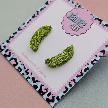 Green Pickle Glitter Resin Studs, 4 of 4