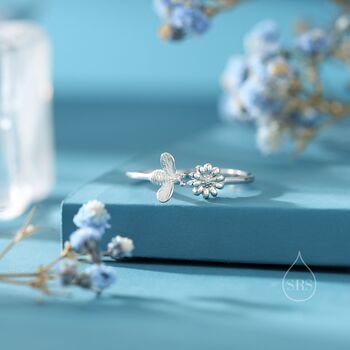 Sterling Silver Bumble Bee And Daisy Ring, 4 of 12