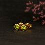 Gold Plated Sterling Silver August Peridot Birthstone Stud Earrings, thumbnail 1 of 5