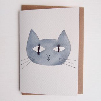 Handmade Watercolour Personalised Cat Painting Card, 6 of 12