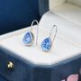 Aquamarine Blue Droplet Drop Hook Earrings, thumbnail 3 of 11