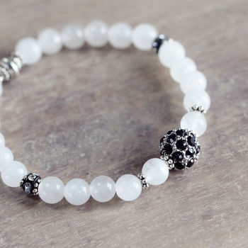 White Jade And Pave Bead Bracelet, 2 of 9