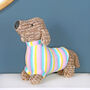 Knitted Pastel Sausage Dog Soft Toy, thumbnail 1 of 4