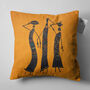 Abstract Orange Pillow Cover With Trio African Women, thumbnail 6 of 7