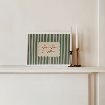 Night Night Sleep Tight Striped Bedroom Print, 7 of 9