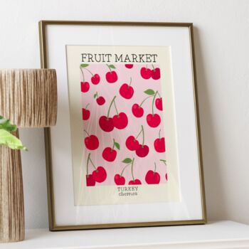 Cherry Print Fruit Market Wall Art, 3 of 4