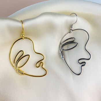 Sterling Silver Abstract Face Dangle Earrings, 6 of 6