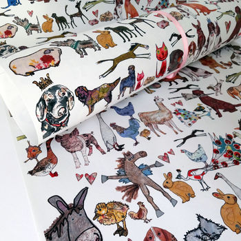 Recycled Animal Wrapping Paper Three Sheets, 7 of 10