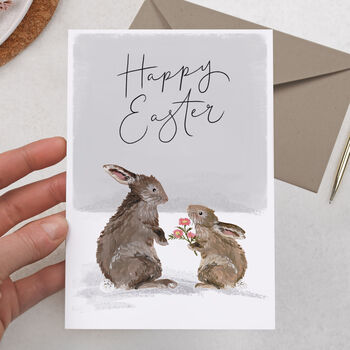 Cute Bunny Rabbits, Happy Easter Card, 2 of 2