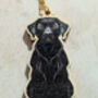 Black Labrador Dog Wooden Keyring With Optional Christmas Card, thumbnail 2 of 7