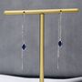 Tiny Sapphire Blue Marquise Cz Threader Earrings, thumbnail 1 of 8