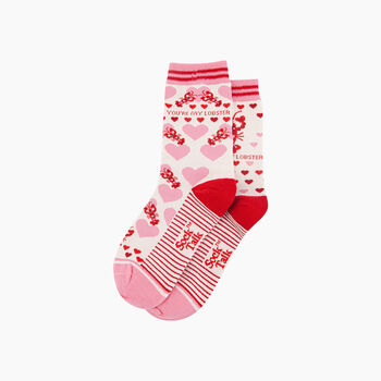 You're My Lobster Combed Cotton Odd Socks In Pink, 3 of 4