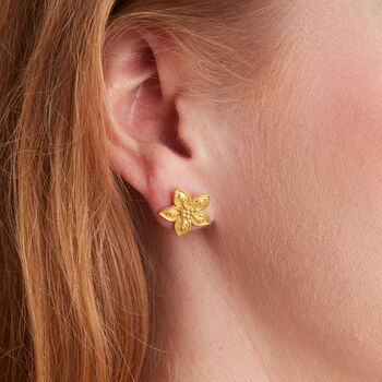 Gold Plated Sterling Silver Flower Stud Earrings, 4 of 7
