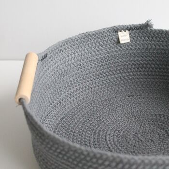 Soft Dove Grey Rope Cotton Dining Tray, 4 of 7