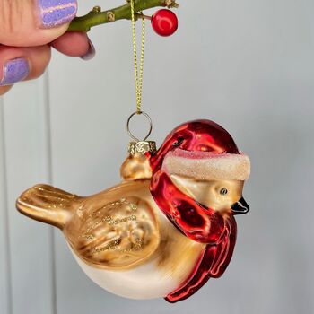 Robin In A Scarf And Hat Shaped Bauble, 3 of 3