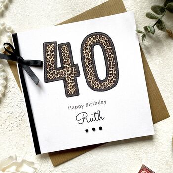 Personalised Leopard Print 40th Birthday Card, 3 of 3