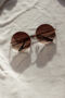 Brown Oversized Round Circle Wire Frame Sunglasses, thumbnail 1 of 5