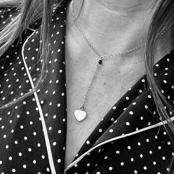 Sterling Silver Heart Lariat Necklace With Love Stone, 2 of 6