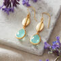 Moonstone Gold Plated Silver Coffee Bean Drop Earrings, thumbnail 7 of 9