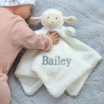 Personalised Lamb Baby Comforter, 2 of 10