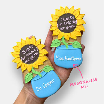 Personalised Thank You Teacher Sunflower Iced Biscuits Letterbox Gift, 2 of 10